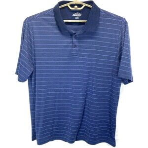 Glacier Performance Men's Polo Shirt XXL 2XL Blue Striped Golf Casual RN112727